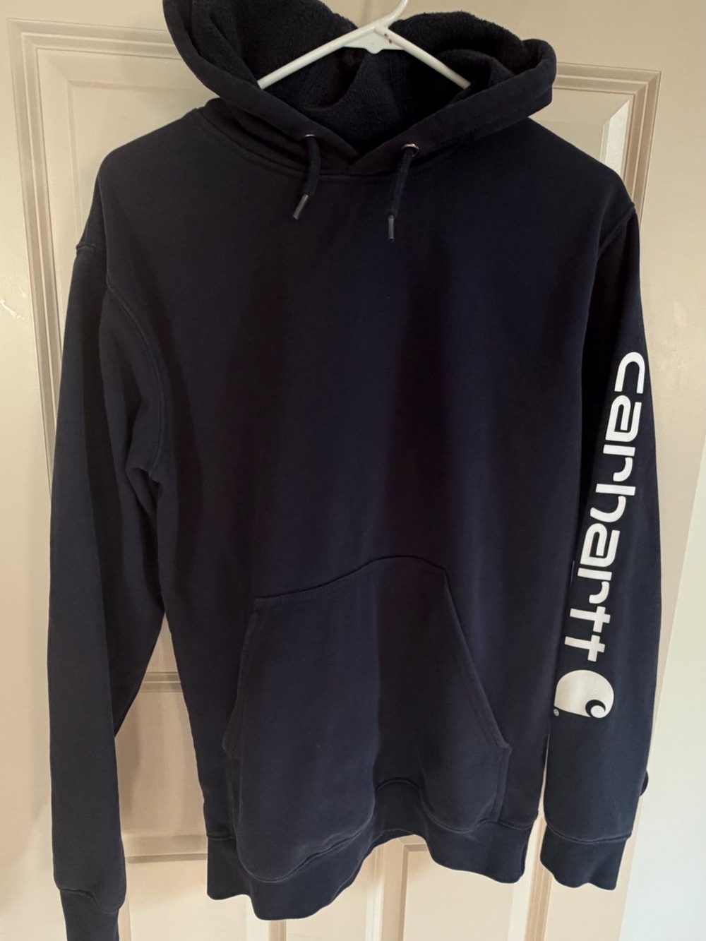 Carhartt Men’s Navy Hooded Sweatshirt with Sleeve Logo